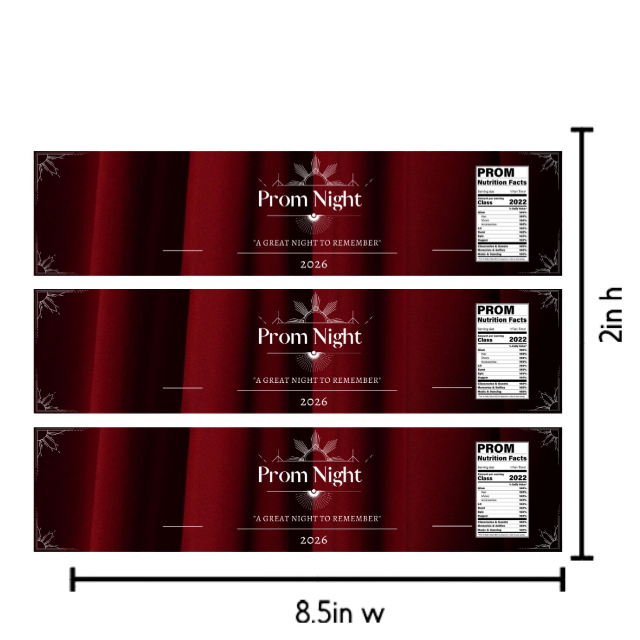 Prom Night 2026 Water bottle Labels|Party Table Decorations|12pcs|Glossy