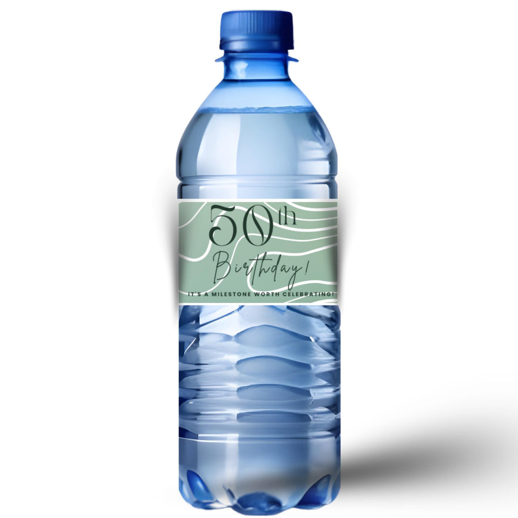50th Birthday Water Bottle Labels | A Milestone Worth Celebrating | Party Table Decor | Glossy