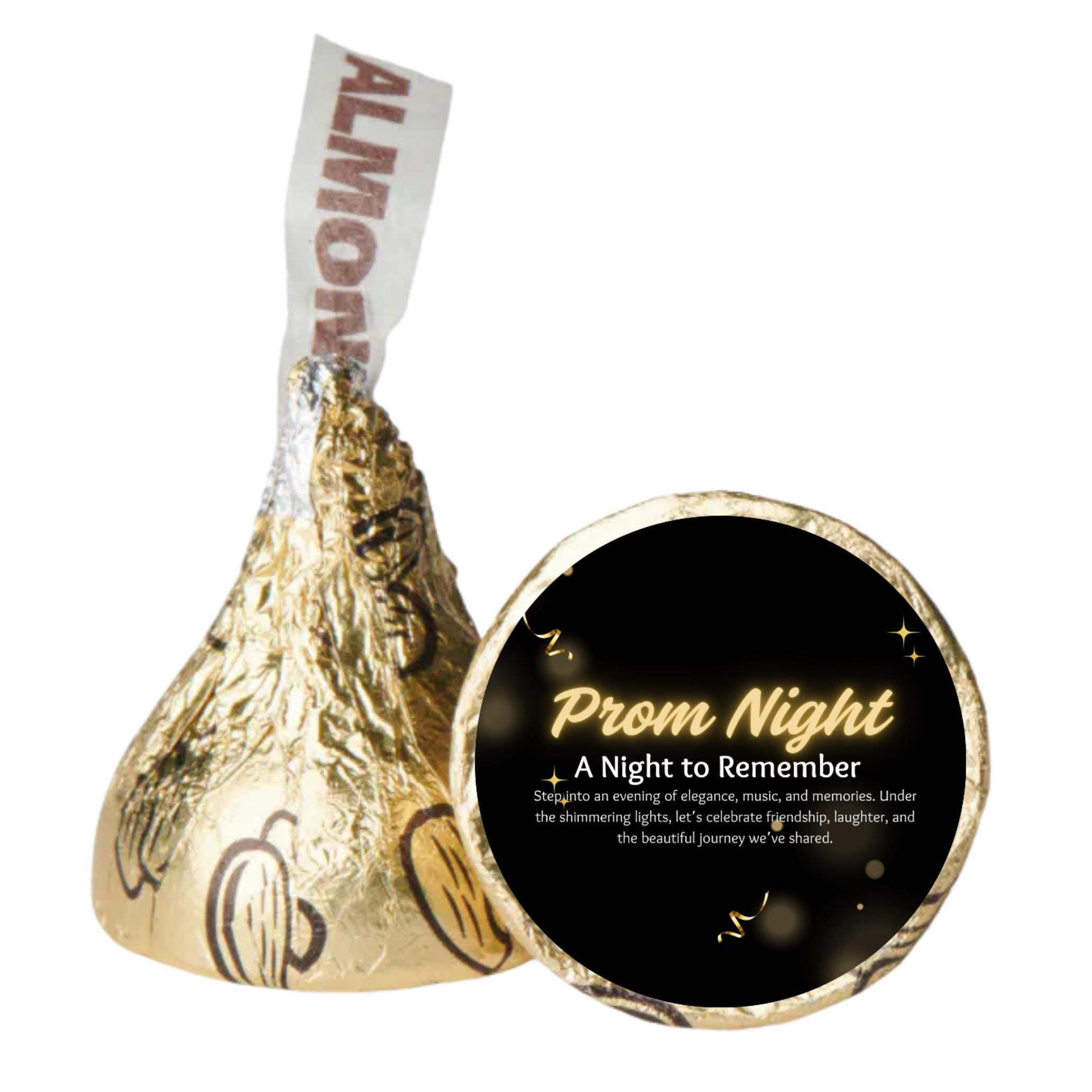 Prom Night Chocolate Stickers | 100 Peel & Stick Candy Labels | Glossy Durable Party Stickers | Self-Adhesive