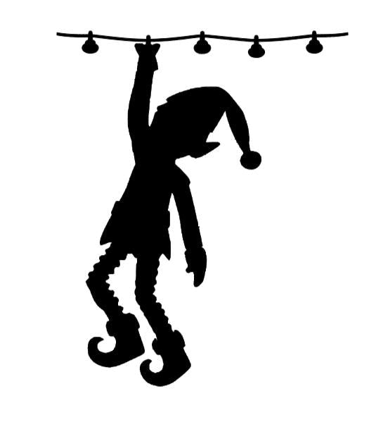 Hanging Elf Window Cling Decal | Large Christmas Silhouette | Reusable| Christmas Decor| 14 H