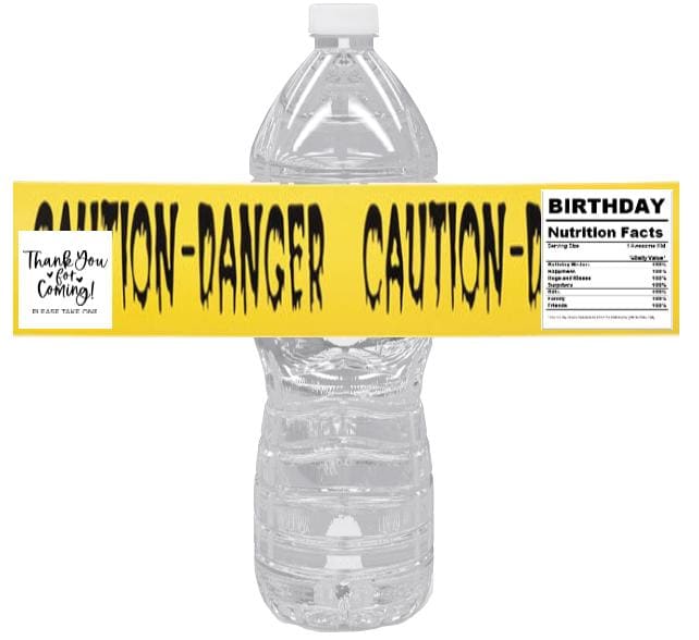 Personalized Safety Caution Danger Water Bottle Labels | Party Bottle Favors | Custom Stickers