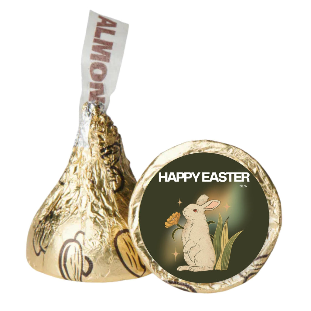 Happy Easter Candy Stickers | Easter Party Kiss Labels | 100 Glossy Candy Stickers |Easter Table Decorations