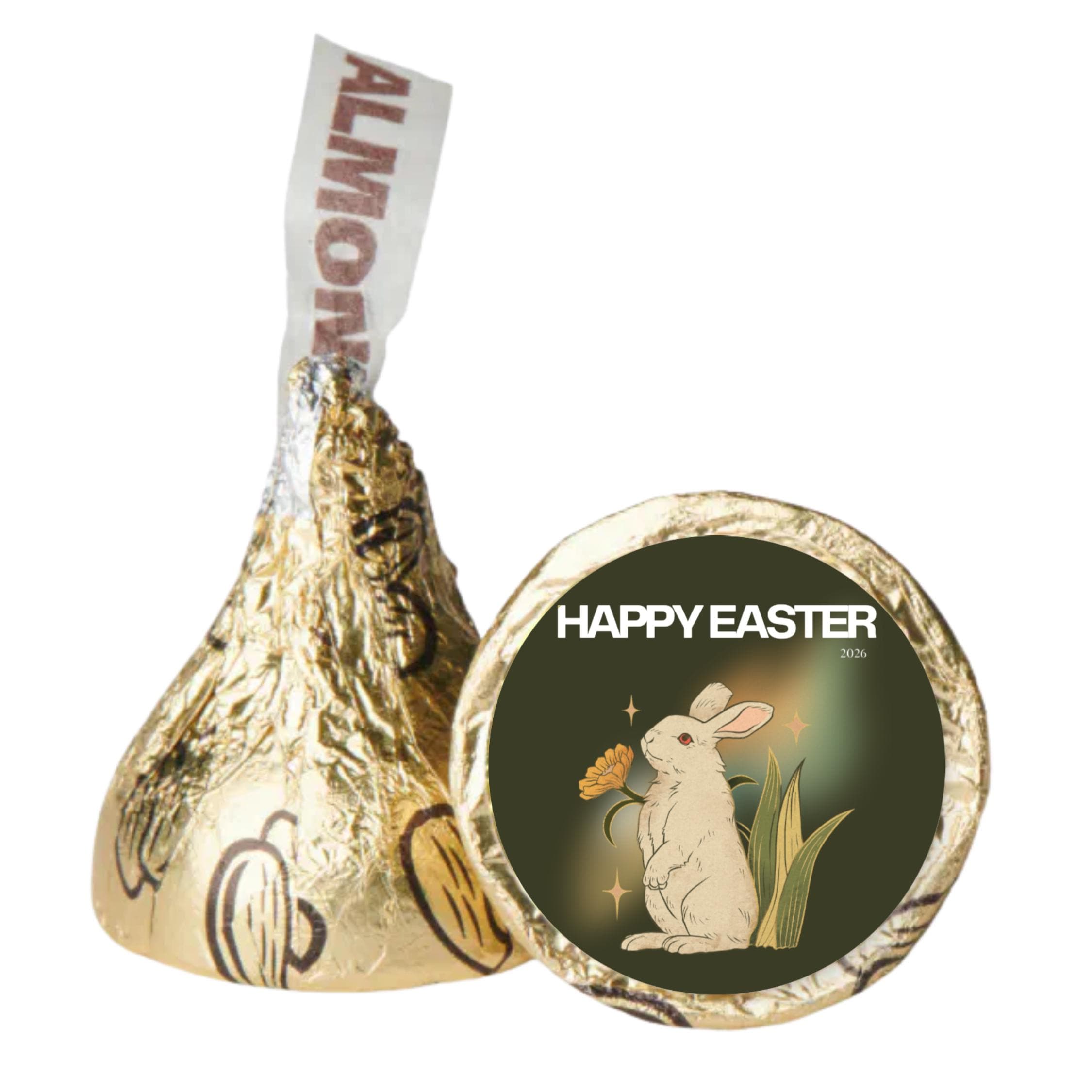 Happy Easter Candy Stickers | Easter Party Kiss Labels | 100 Glossy Candy Stickers |Easter Table Decorations