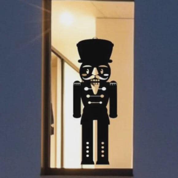 33In Christmas Nutcracker Silhouette Window Cling Decal:Legendary Reusable Christmas Decor