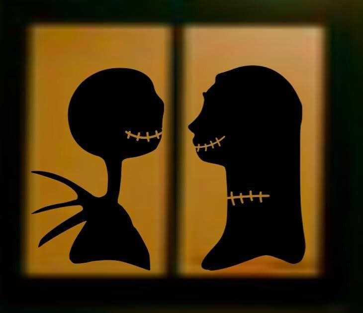 Halloween Window Cling Silhouette Decorations, 17.5in H x 10in W, Spooky Couple