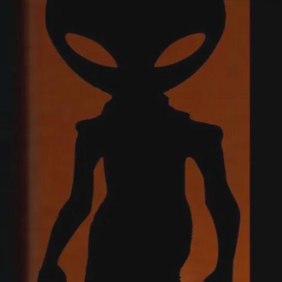 Alien Silhouette Window Decal | Large Reusable Halloween Static Cling | Black