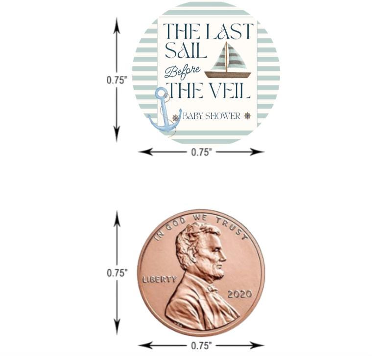 Last Sail Before the Veil Chocolate Candy Stickers | Baby Shower or Gender Reveal Candy favors| Glossy| 100ct