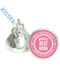 Mothers Day Candy Kiss Stickers | Worlds Best Mom Candy Labels | Pink Candy Kiss Sticker Set |100
