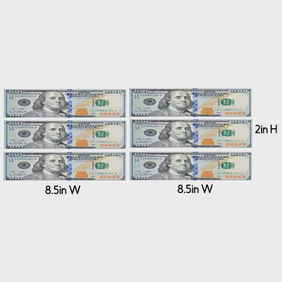 Money Themed Water Bottle Labels, Birthday Party Favors, 12 Pre-Cut Stickers