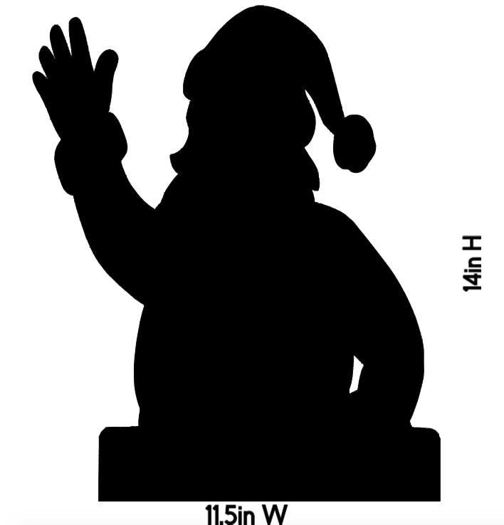 Santa Waving Window Cling | Large Christmas Silhouette Decal | Reusable Holiday Decor