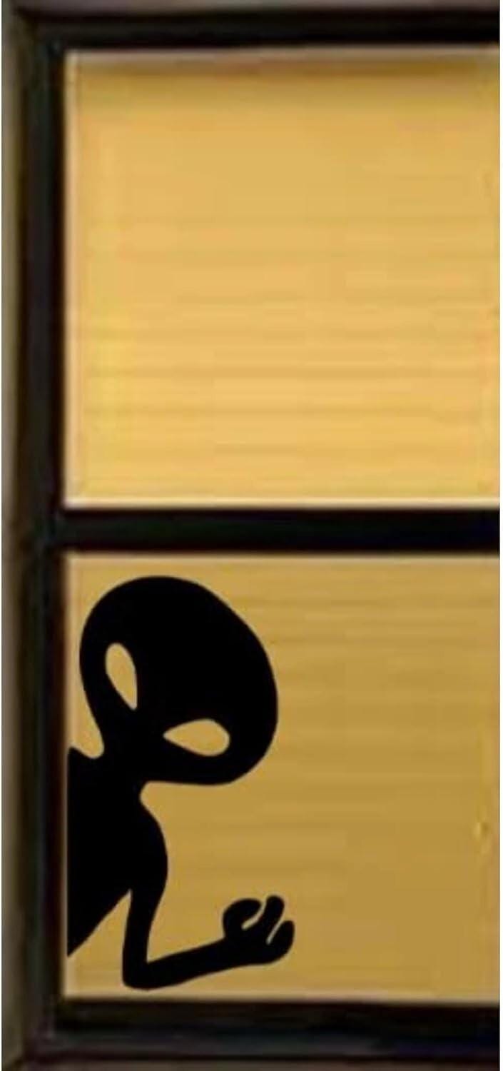 Alien Silhouette Window Decal, Halloween Window Static Cling Decal Sticker, 21H