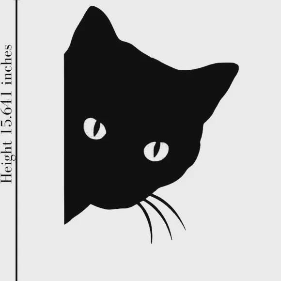 Peeping Cat Window Static Cling Halloween Decal, Black Silhouette Design, 15.641