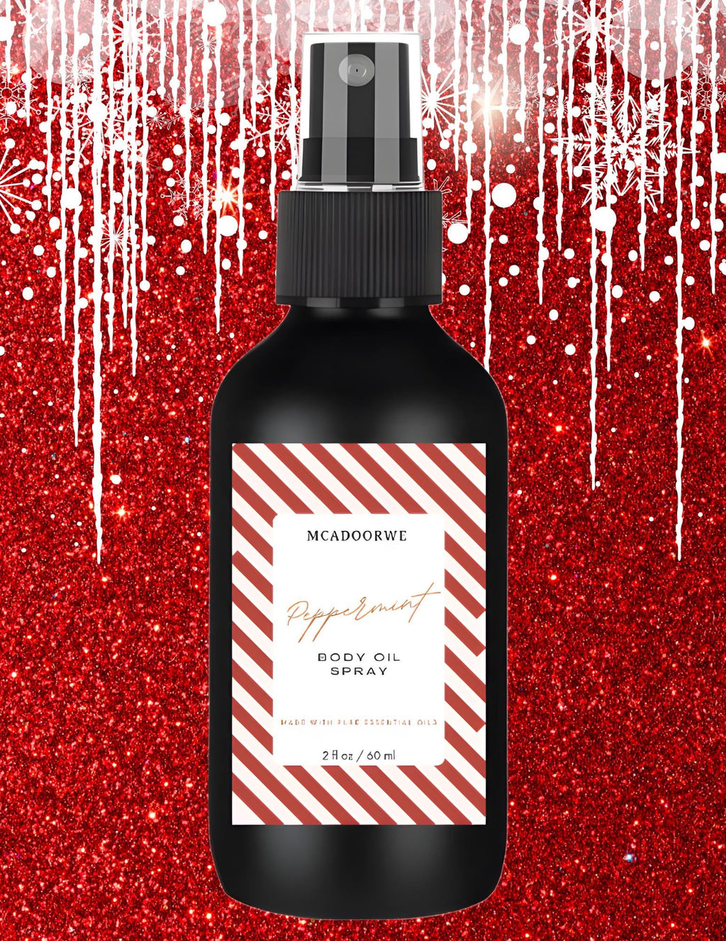 Holiday Peppermint Body Oil | Natural Handmade Collagen Infused Oil Spray | 2 oz Christmas Edition