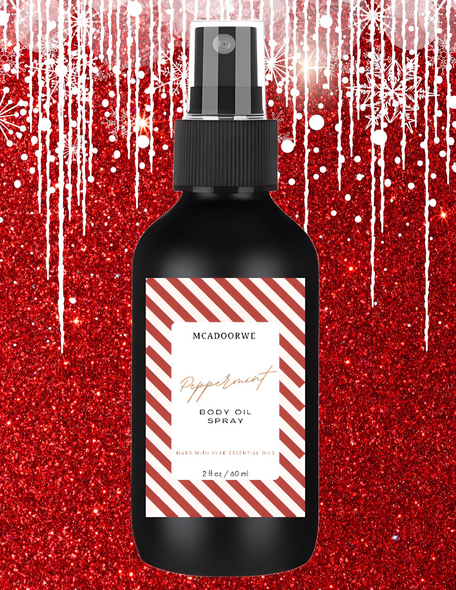Holiday Peppermint Body Oil | Natural Handmade Collagen Infused Oil Spray | 2 oz Christmas Edition