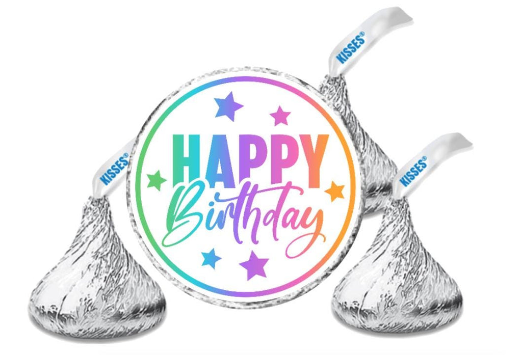 Rainbow Happy Birthday Mini Chocolate Stickers | 100ct| Glossy| 0.75in Labels