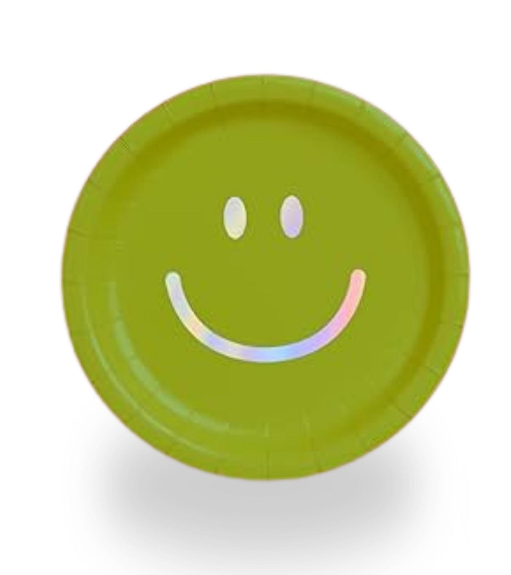 Smiley Face Party Plates Multicolor | Pink Green Purple Orange Tableware | Dinner and Dessert