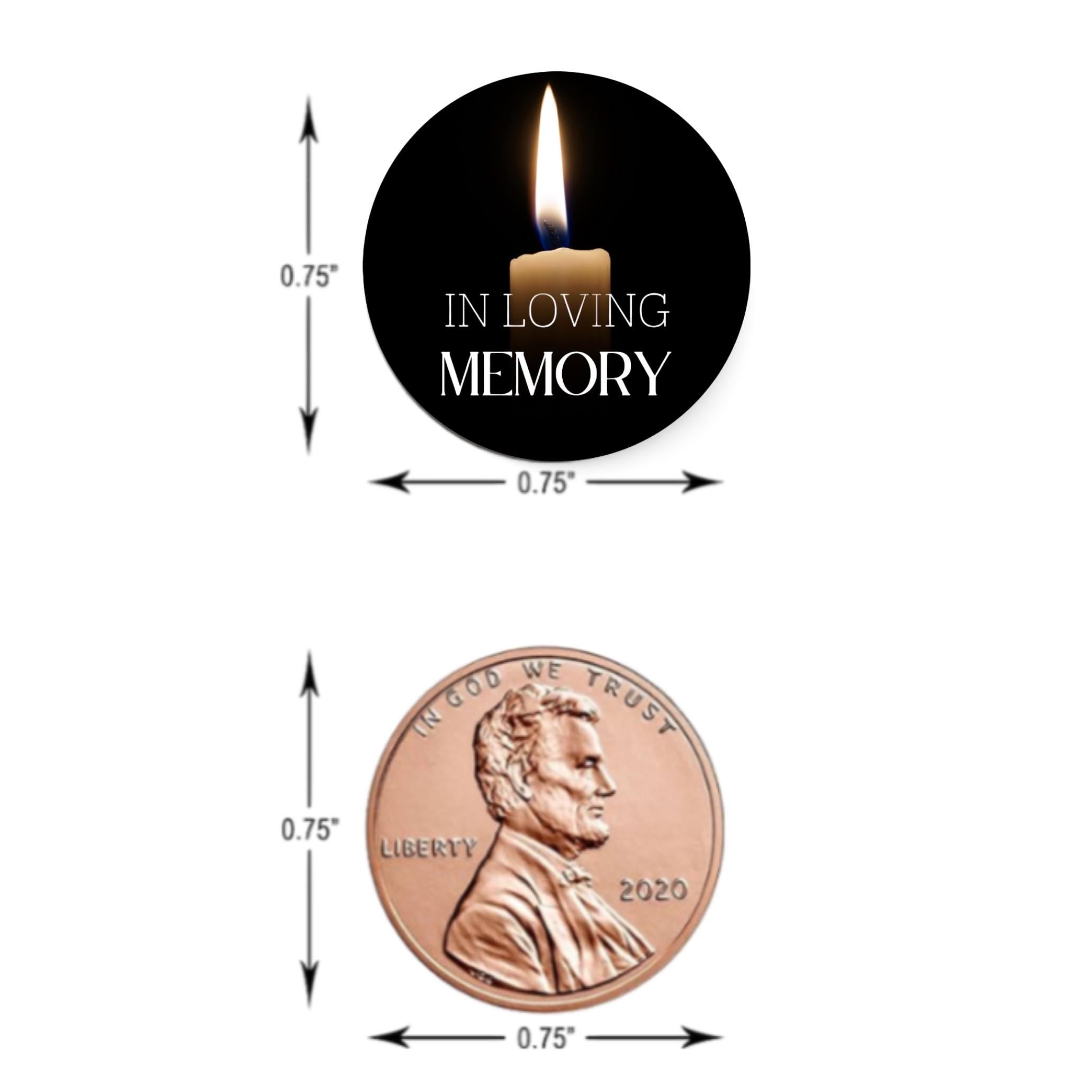 In Loving Memory Candy Stickers | 100 Chocolate Candy Kiss Labels | Glossy 0.75in Peel & Stick | Memorial Table Decorations