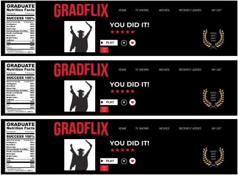 Gradflix Graduation-Themed Custom Water Bottle Labels, Silhouette Design