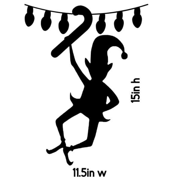Reusable Christmas Elf Window Decal| Elf Hanging Silhouette| Indoor|Holiday Decoration| 15H