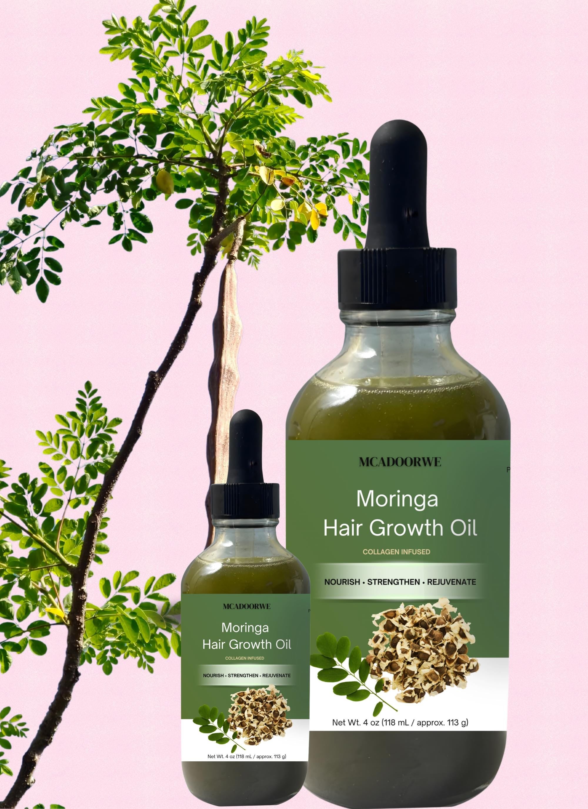 Moringa Hair Growth Oil | 4 fl.oz | 100% Pure & Natural | Herbal Oil | Collagen Infused