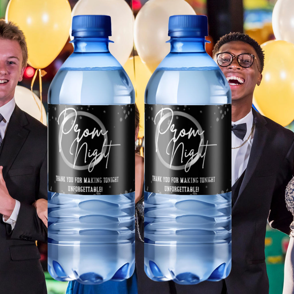 Prom Night Water Bottle Labels | Thank You Prom Party Decor | Set of 12|Thank You Message Design|Table Accents