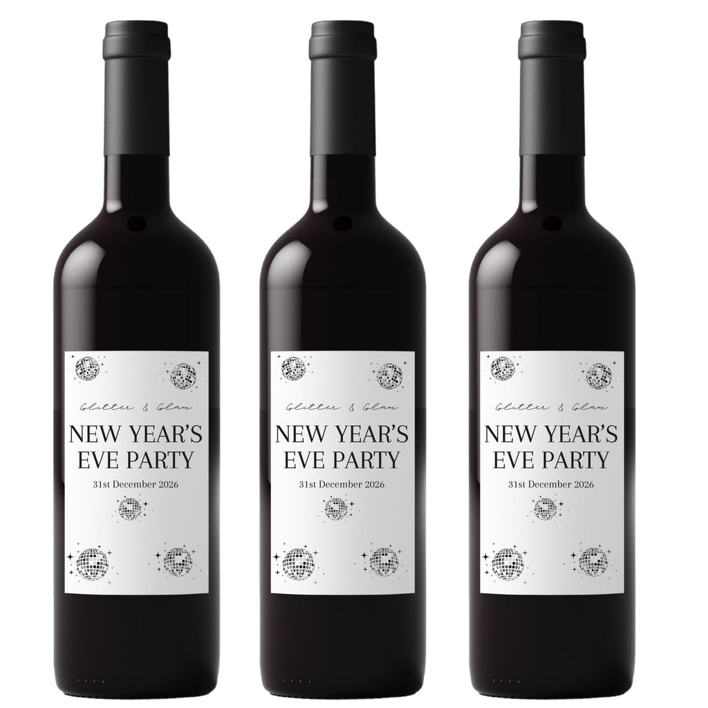 New Year Celebration Wine Labels | Personalized Party Table Decor | Set of 4