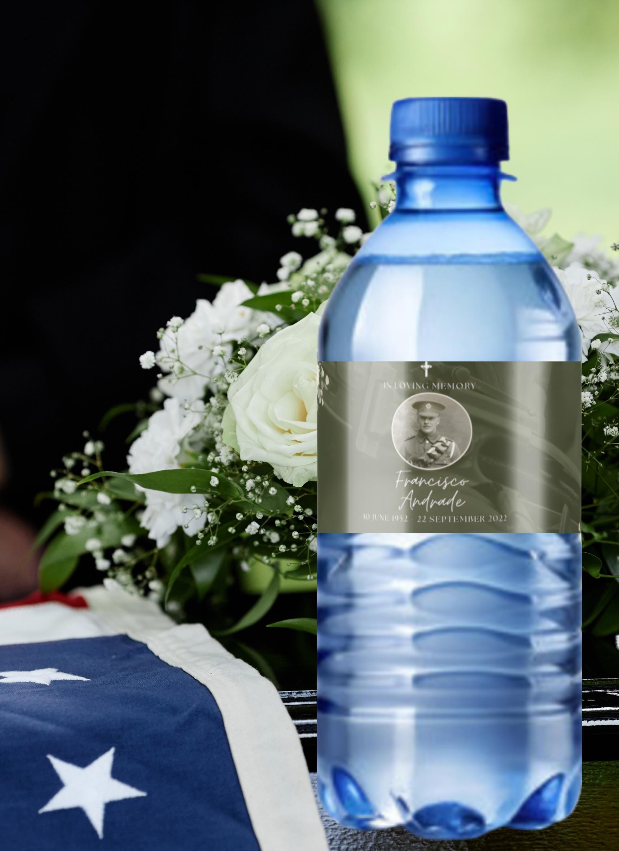 Personalized Military Tribute Water Bottle Labels | In Loving Memory| Keepsake Bottle wrappers| Memorial Favors