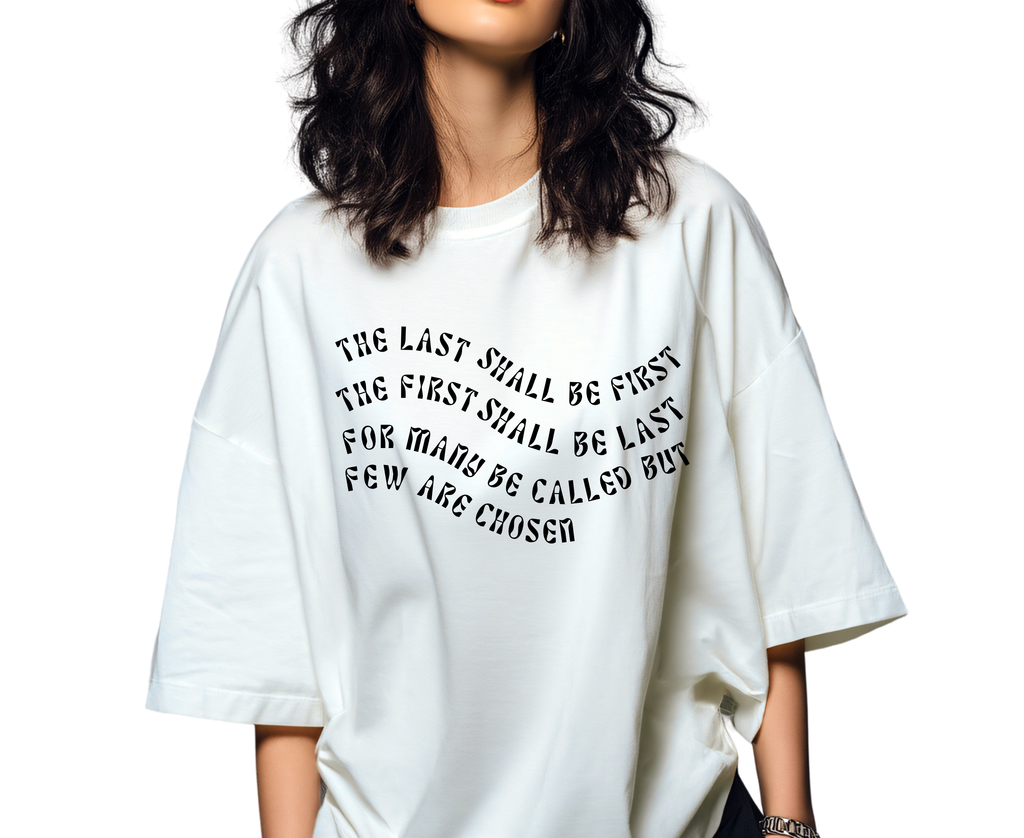 Matthew 20:16 Last Shall Be First| Biblical Vinyl Shirt Decal | Die-Cut Iron-On Vinyl for T-Shirts | Hoodie & Sweater Custom Decal | Iron-On