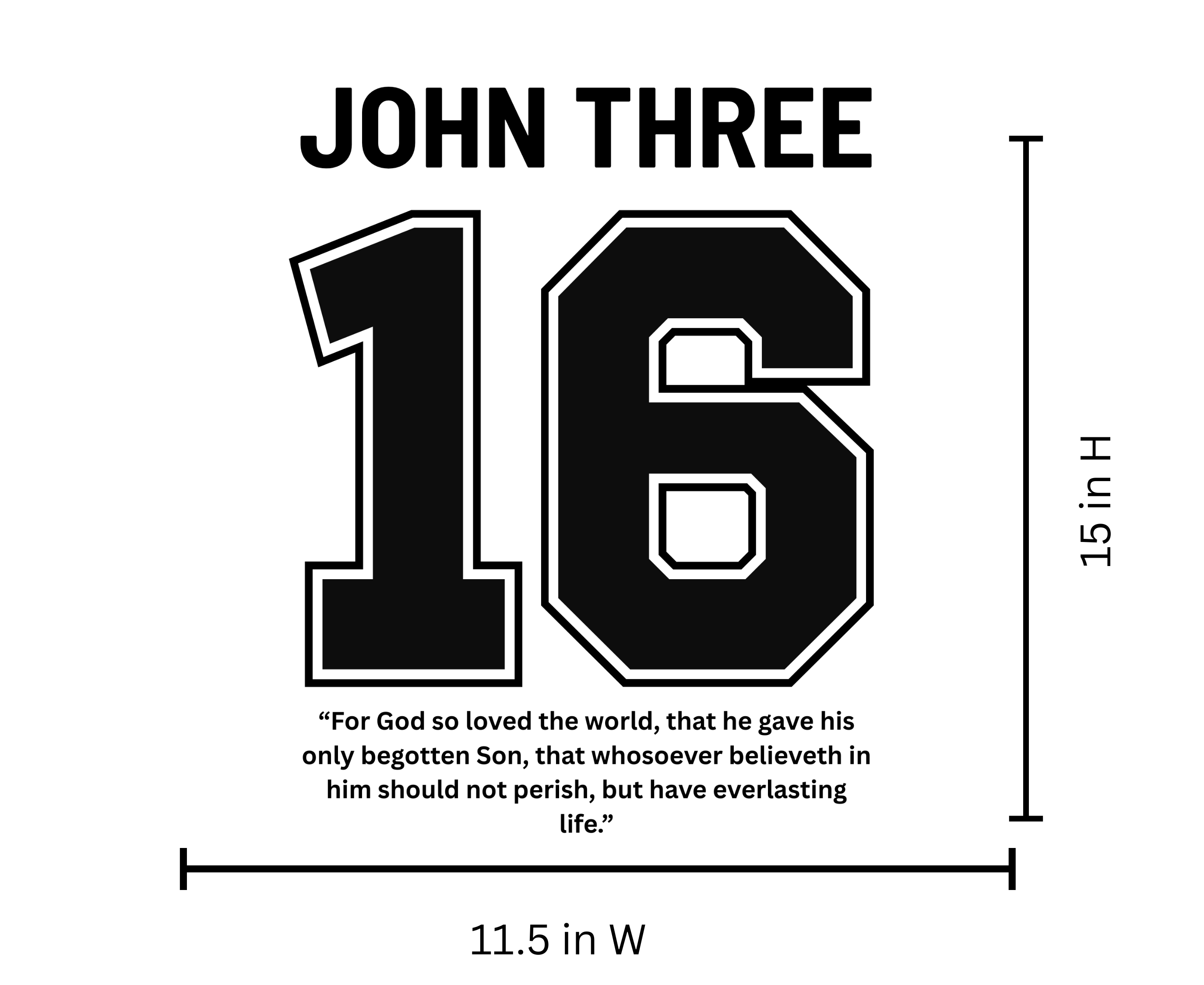 John 3:16 Iron Vinyl Decal | Die-Cut John 3:16 Scripture Design | Iron-On John 3:16 T-Shirt Graphic | DIY John 3:16 Iron-On Apparel