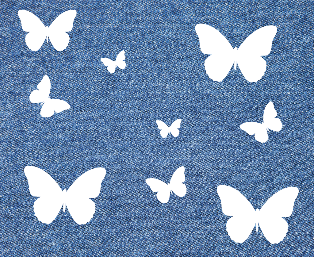 White Iron On Butterfly Set | 30 Vinyl Butterflies | Multiple Sizes 1in–4in | Fabric Heat Transfer