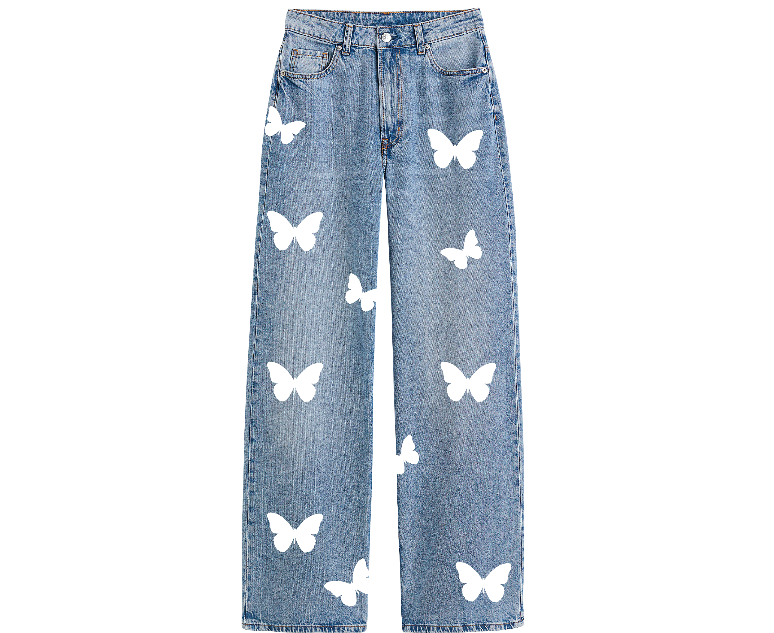 White Iron On Butterfly Set | 30 Vinyl Butterflies | Multiple Sizes 1in–4in | Fabric Heat Transfer