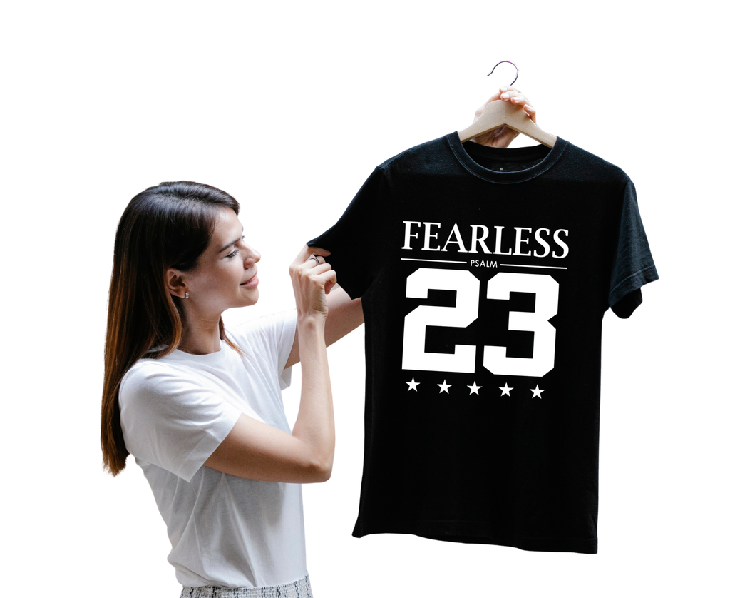 Fearless Psalm 23 Iron Vinyl Decal | Die-Cut Fearless Psalm 23 Tee Design | Iron-On Psalm 23 Fearless Graphic | Psalm 23 Iron-On Transfer