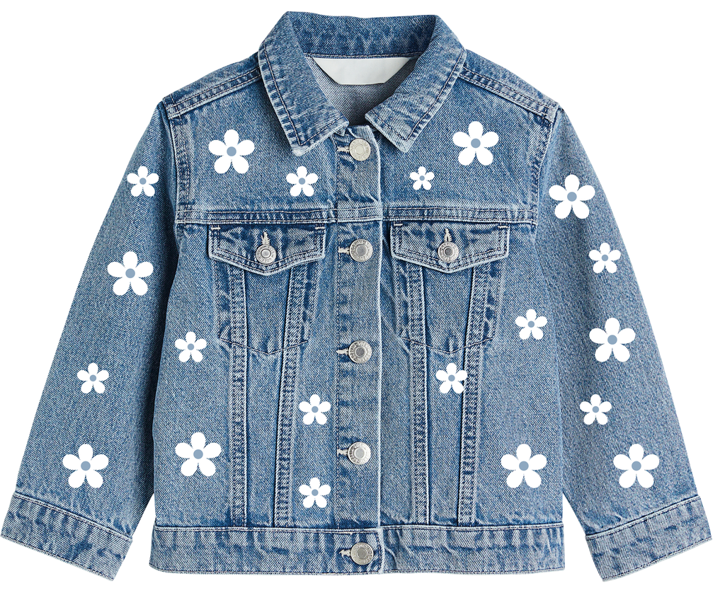 White Iron On Boho Flower Set | 30 Vinyl Flowers | Multiple Sizes 1in–4in | Fabric Heat Transfer