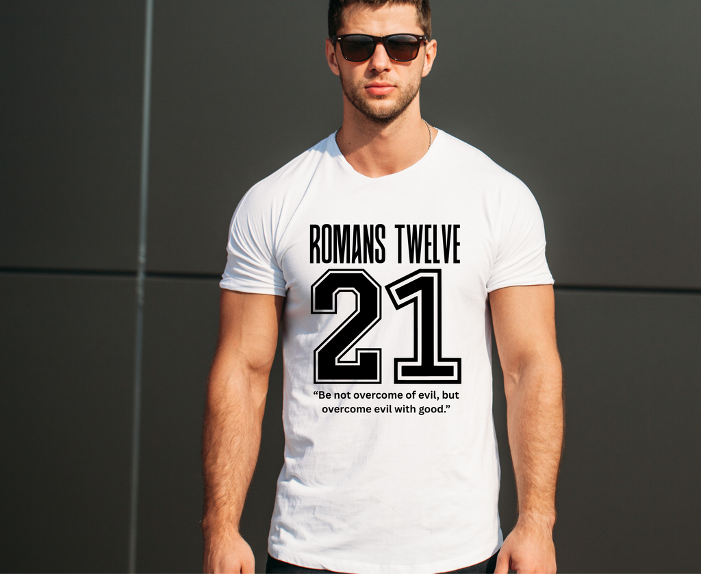 Romans Twelve 21 Iron Vinyl Decal | Die-Cut Romans 12:21 Tee Design | Iron-On Romans Twelve Scripture | Romans 12 Iron-On