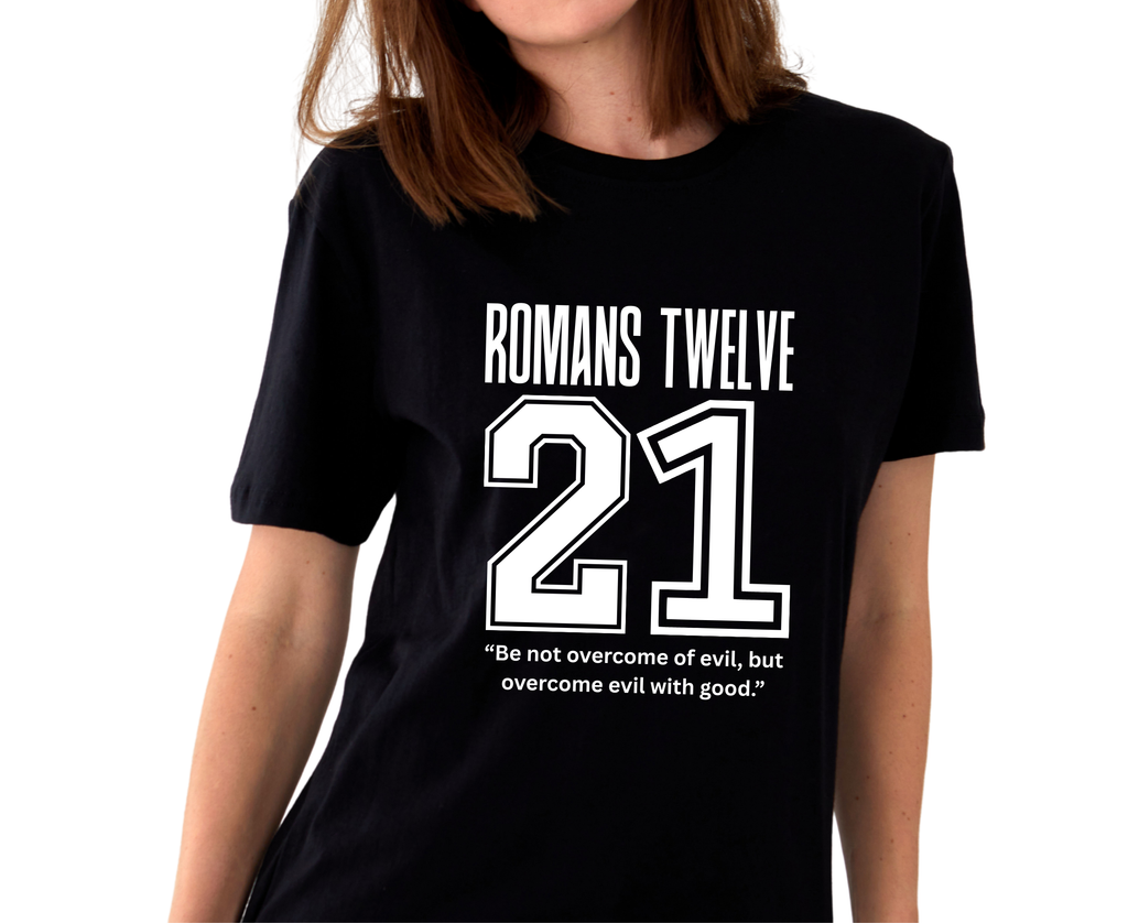 Romans Twelve 21 Iron Vinyl Decal | Die-Cut Romans 12:21 Tee Design | Iron-On Romans Twelve Scripture | Romans 12 Iron-On