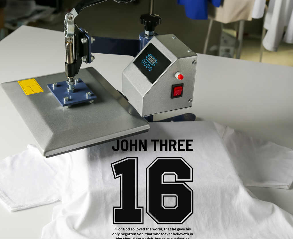 John 3:16 Iron Vinyl Decal | Die-Cut John 3:16 Scripture Design | Iron-On John 3:16 T-Shirt Graphic | DIY John 3:16 Iron-On Apparel