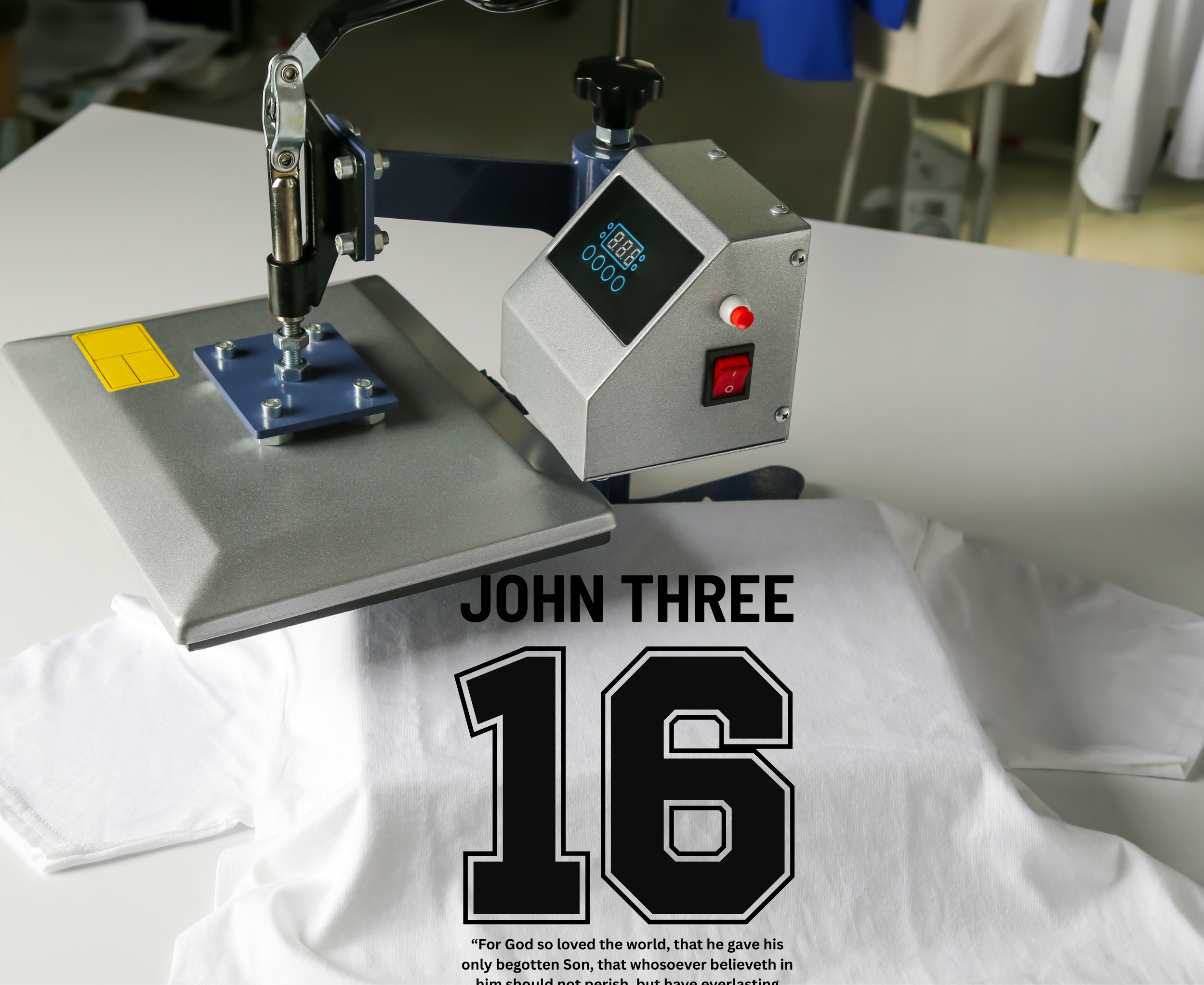 John 3:16 Iron Vinyl Decal | Die-Cut John 3:16 Scripture Design | Iron-On John 3:16 T-Shirt Graphic | DIY John 3:16 Iron-On Apparel