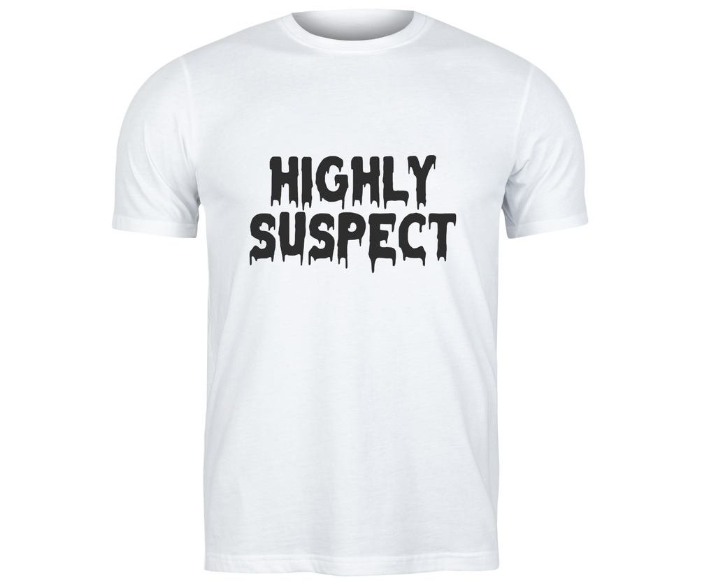 Highly Suspect Iron On Vinyl Decal | Bold Statement Text | Heat Transfer HTV | No Background