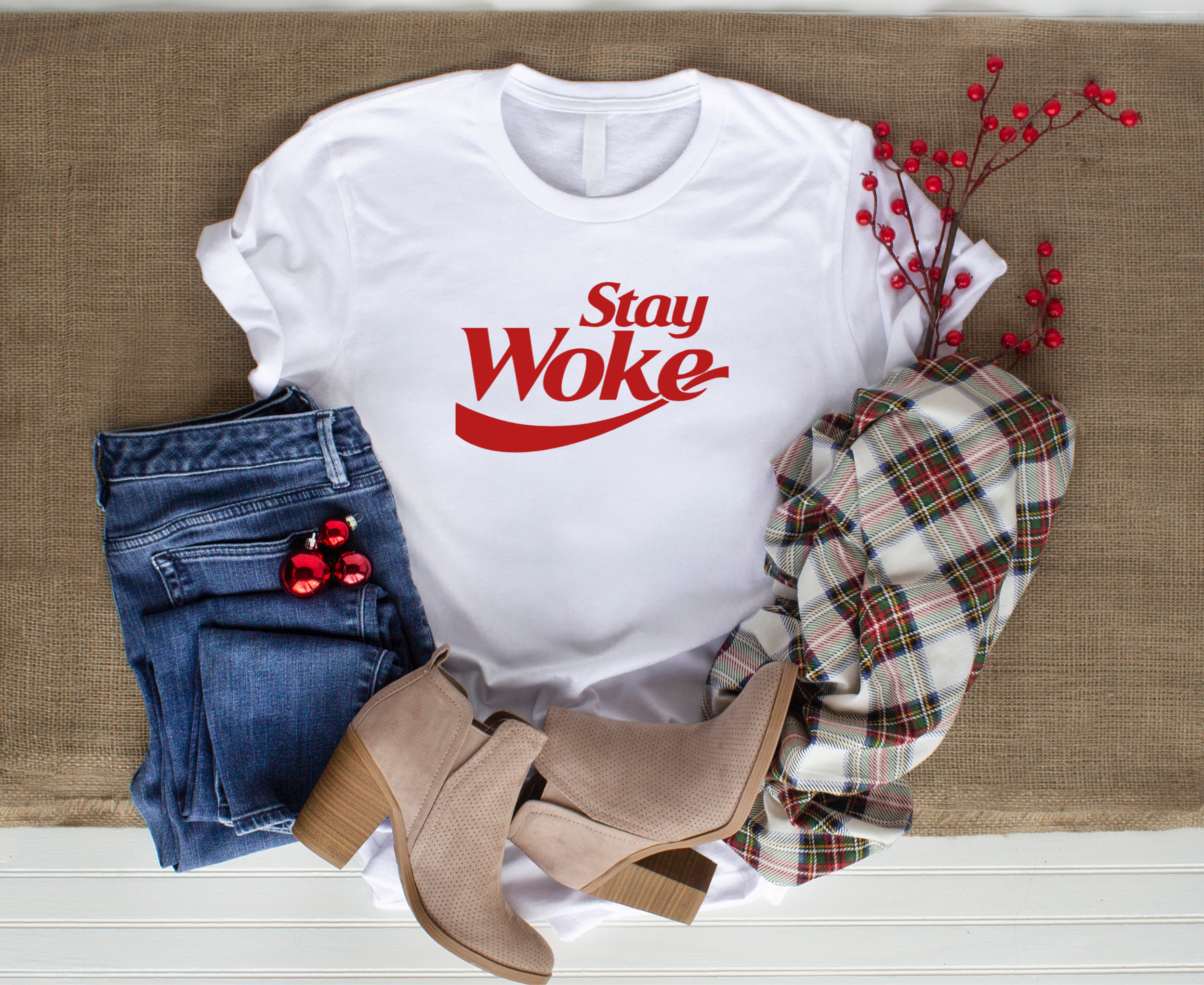 Stay Woke Iron On Vinyl Decal | Motivational Statement | Heat Transfer HTV | No Background