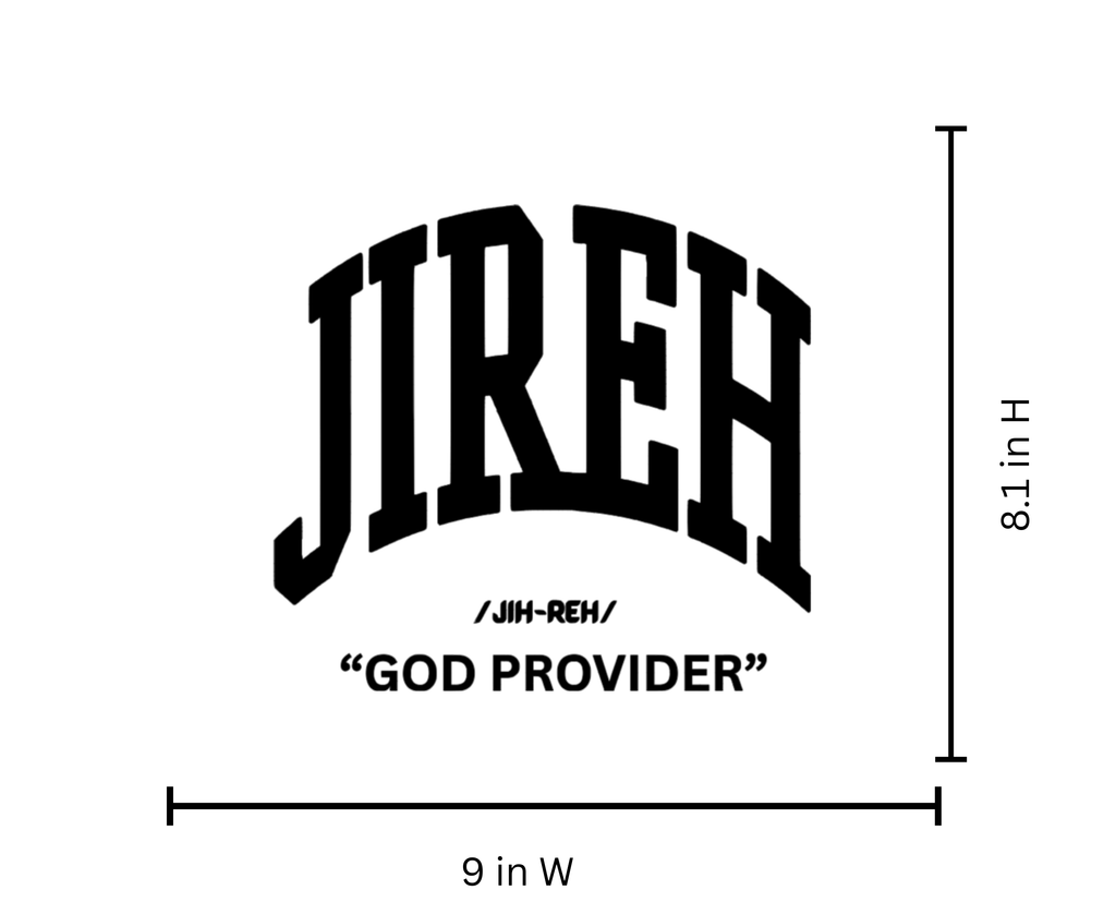 Jireh Multi-Color Vinyl Decal | Die-Cut Jireh Iron-On Shirt Design | Jireh Iron-On Apparel Graphic | DIY Jireh Iron-On