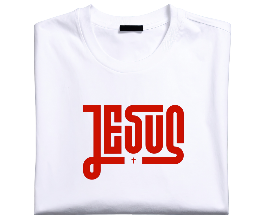 Jesus Iron On Heat Transfer Vinyl | Bold Red Scripture Word | Faith Based HTV | Custom Heat Transfer | No Background
