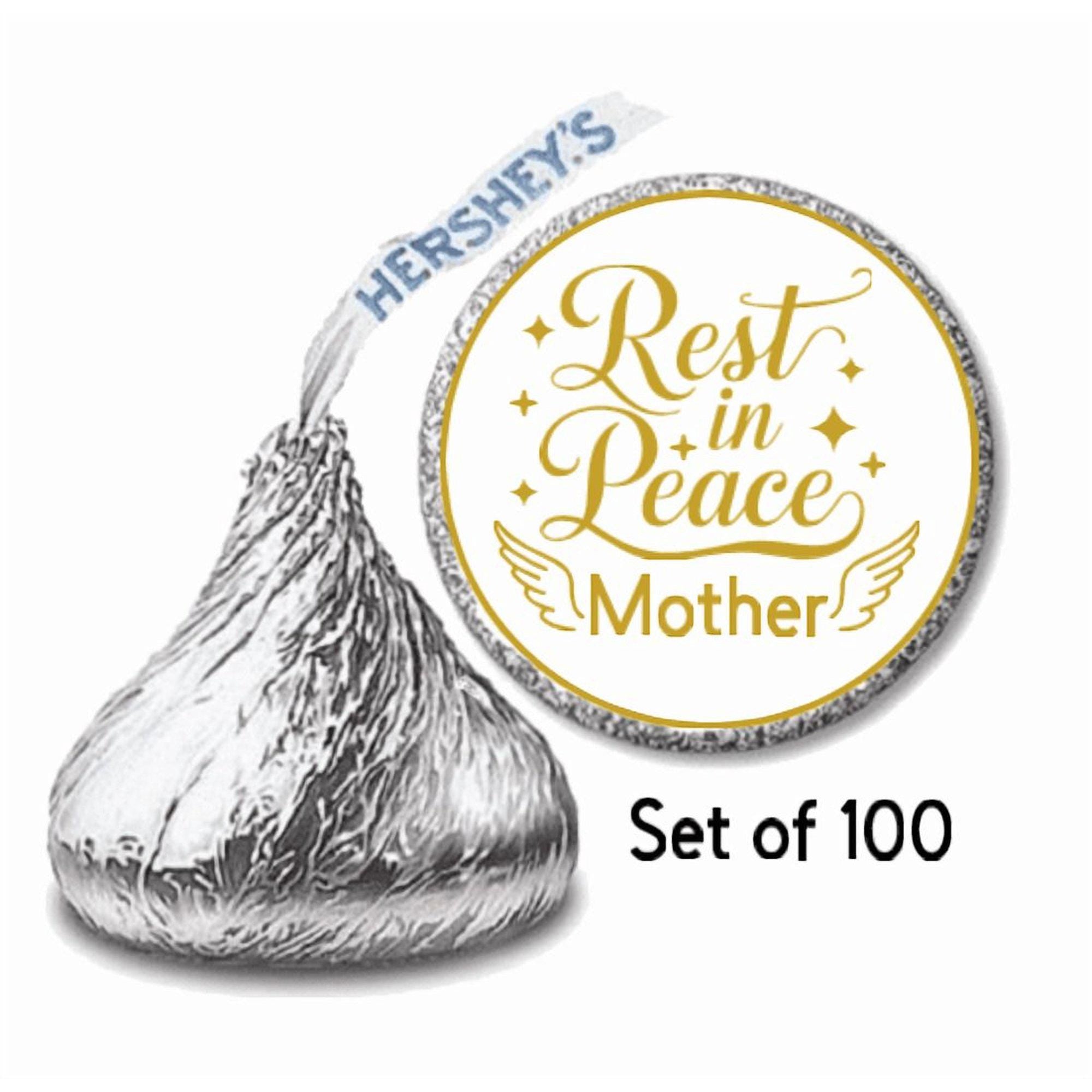 Rest in Peace Mother Memorial Chocolate Candy Labels, 0.75 Inch Round, Set of 100