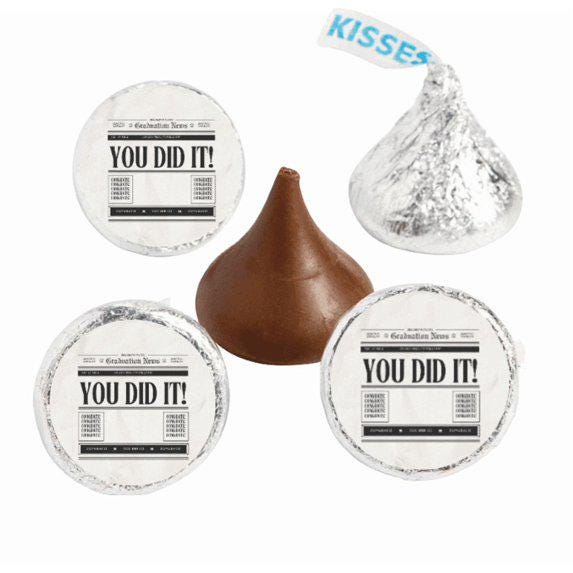 Custom Graduation Chocolate Labels, Newspaper Design (Set of 100)