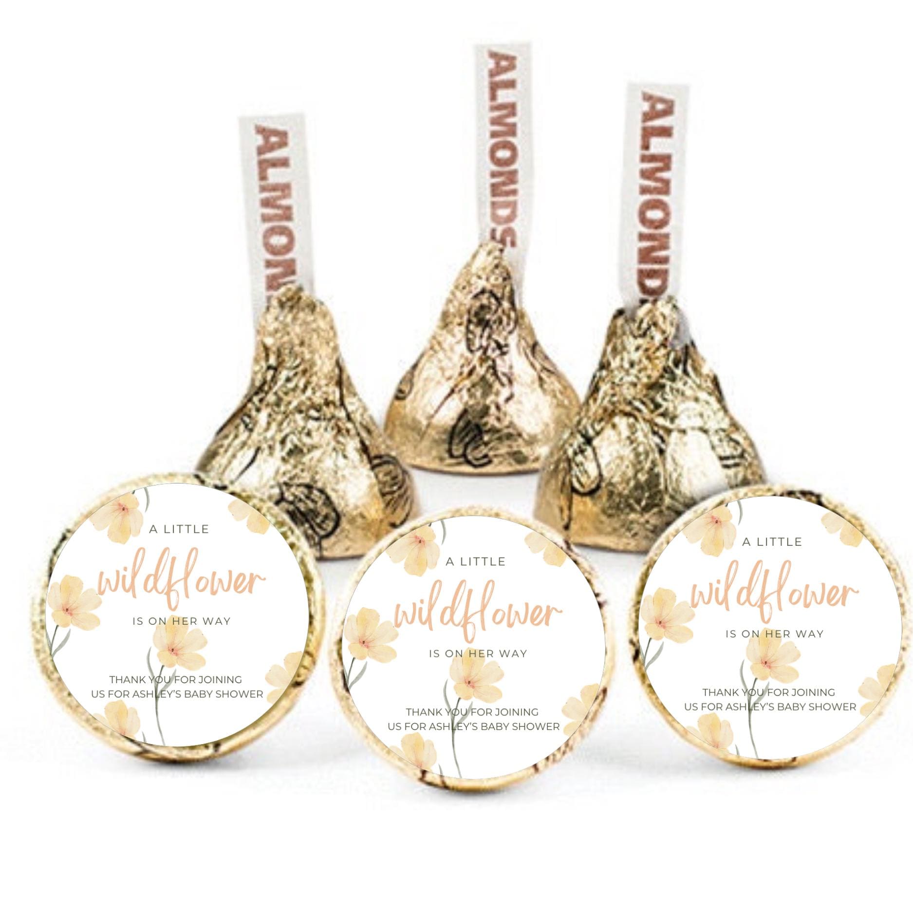 Our Little Wildflower Is On The Way|Baby Shower Candy Stickers| 100ct|Glossy| Candy Table Accents