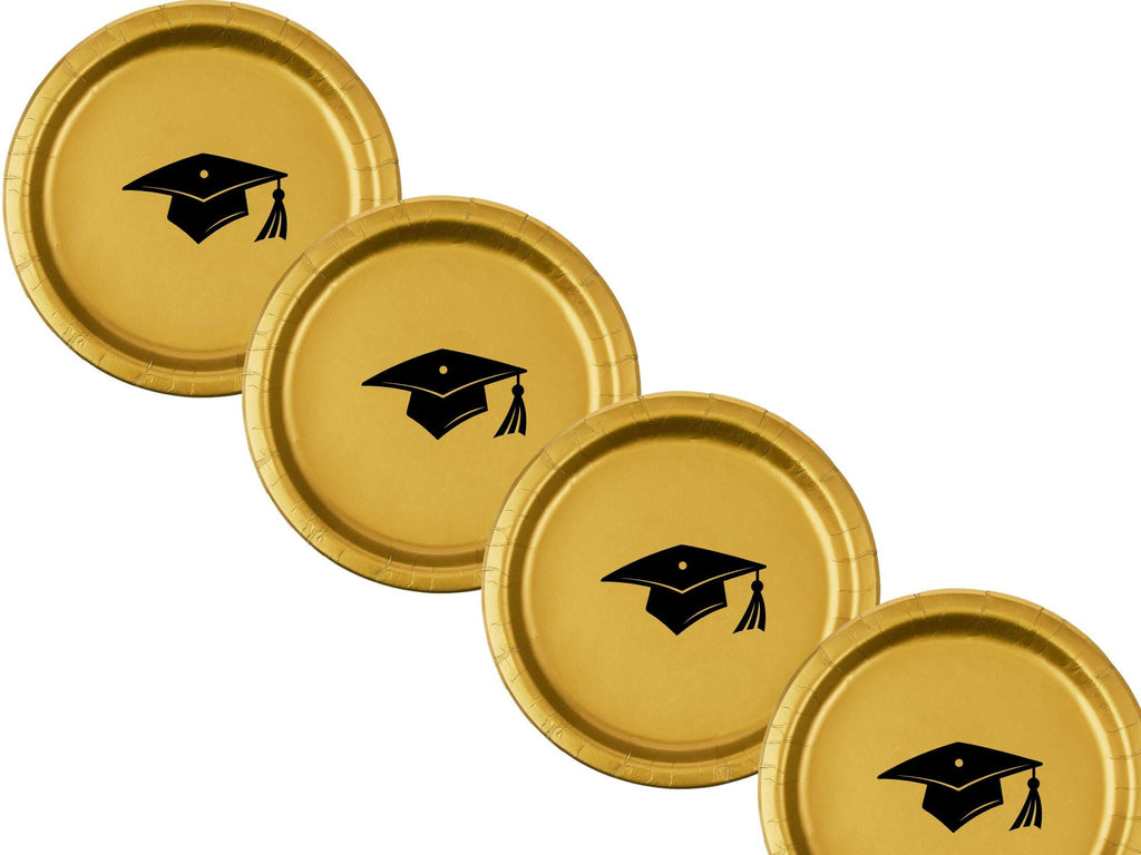 Graduation Party Paper Plates Set | Gold Tableware | 40 Piece Kit
