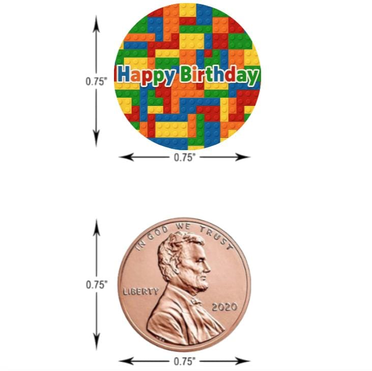 Happy Birthday Building Blocks Candy labels|100ct|0.75in|Glossy|Block Theme Happy Birthday Stickers