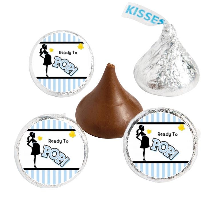 Ready to Pop Baby Shower Candy Labels, 3/4 inch Round Stickers, 100 Count, Blue