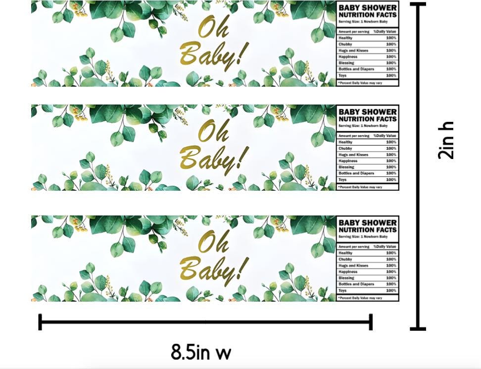 Ohh Baby Water Bottle Labels | 12 Pack | Gender Neutral Baby Shower Supplies