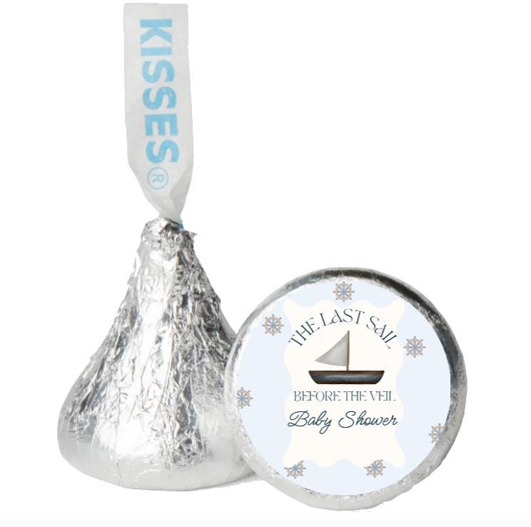 Last Sail Before the Veil Chocolate Candy Kiss Stickers| 100ct| Glossy| Baby Shower Favors