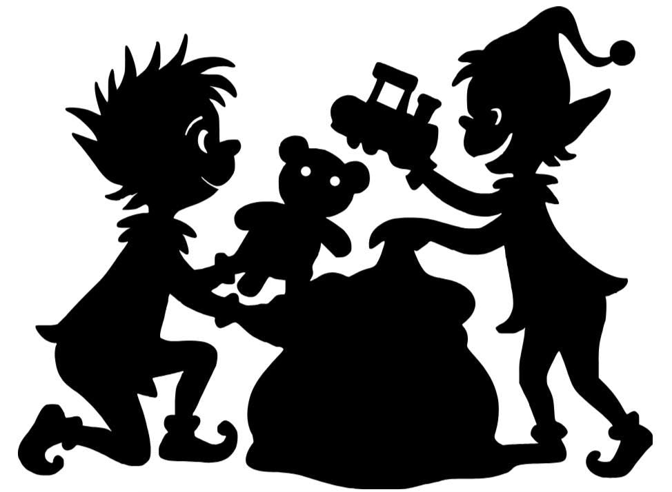 Elves Packing Gifts Window Cling Decal | Christmas Window display | Reusable| 15 W